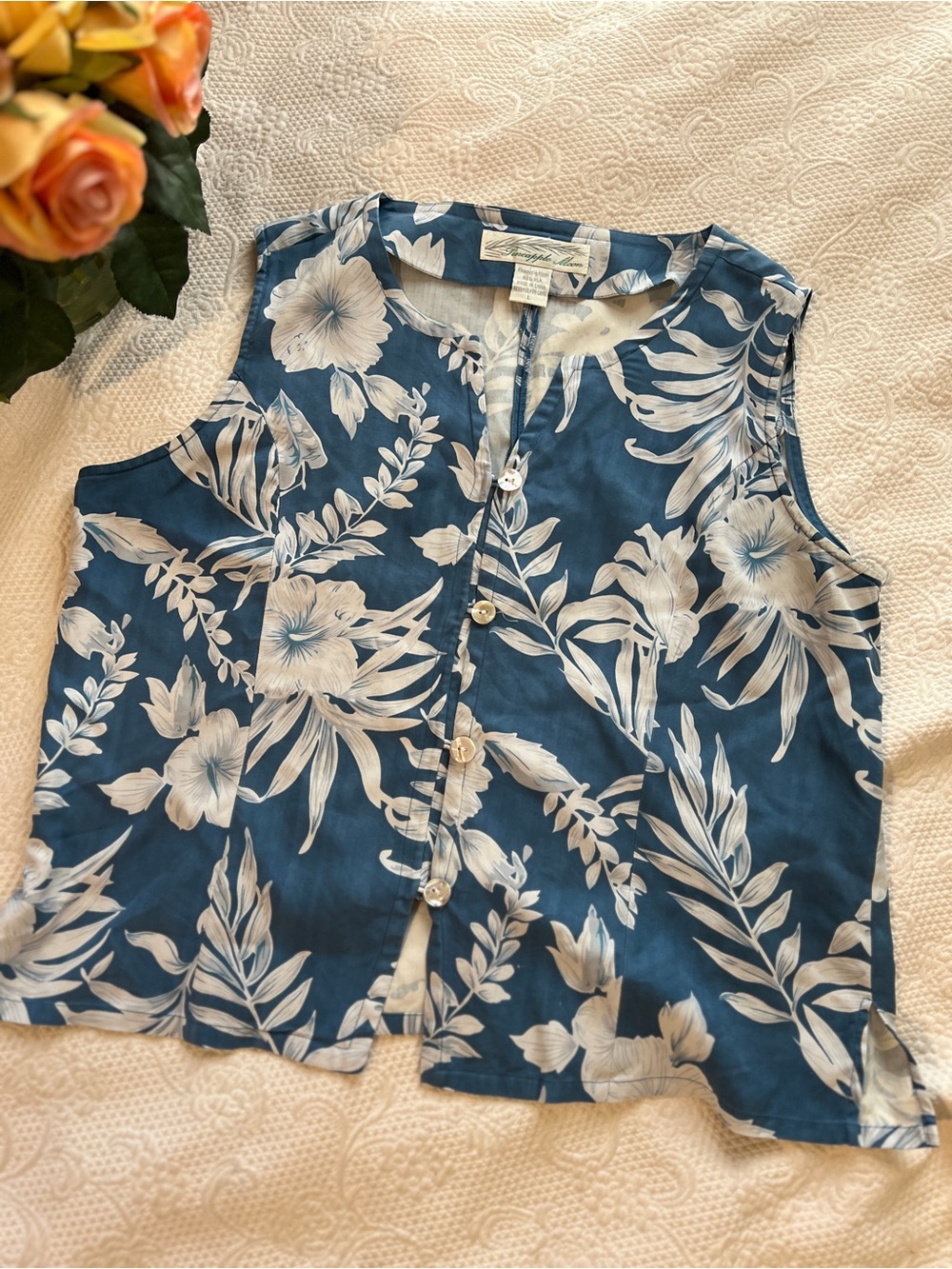 Floral Sleeveless Button-Front Top